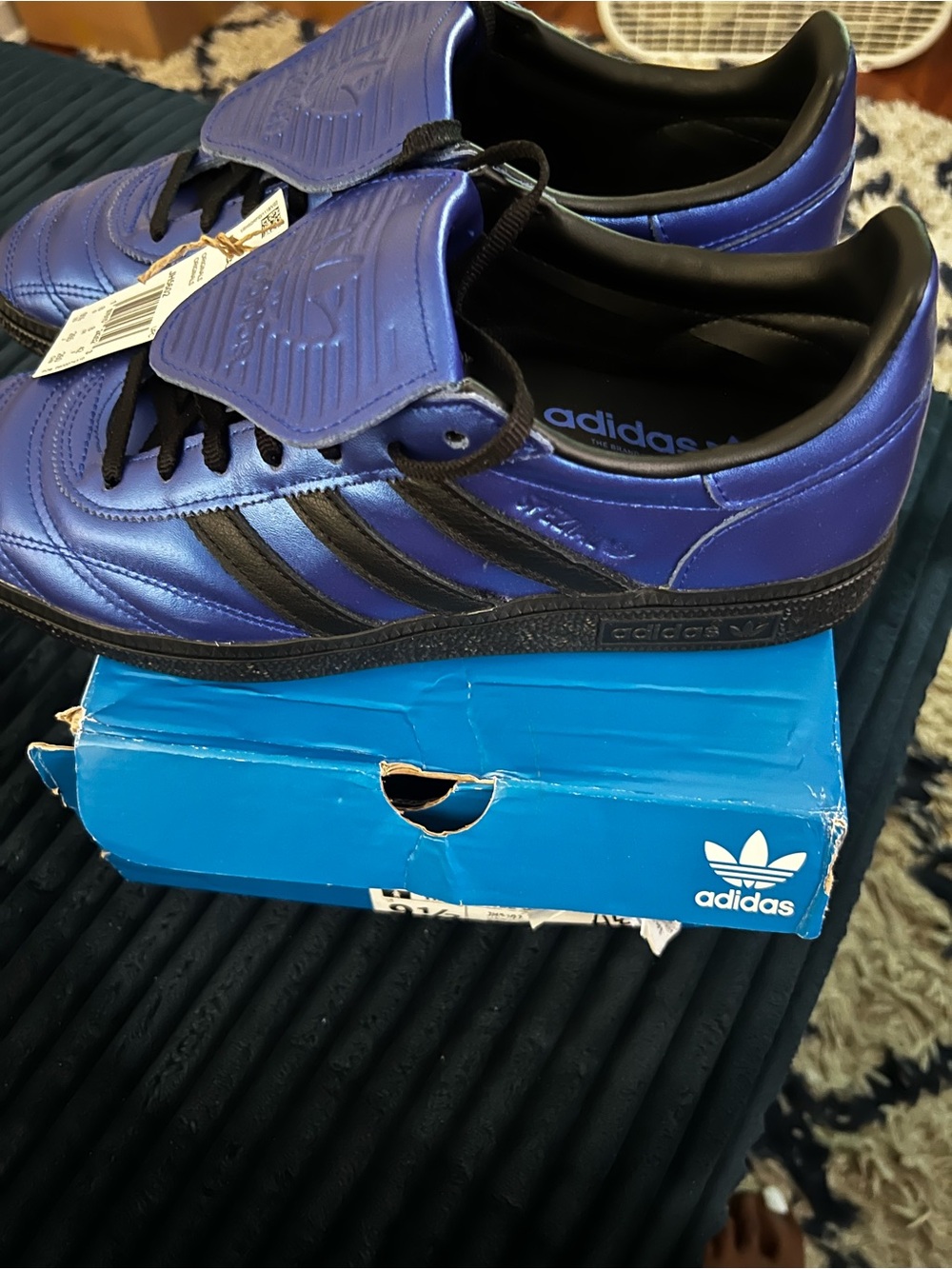 adidas Handball Spezial W Metallic Blue Sneakers with Black Laces - Picture 3 of 7